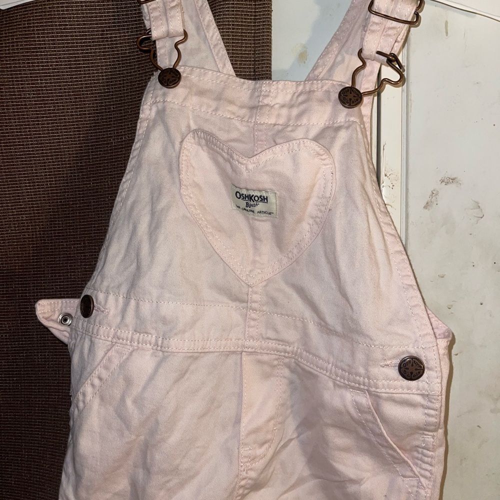 Vintage OshKosh B'gosh Light Pink Heart Overalls